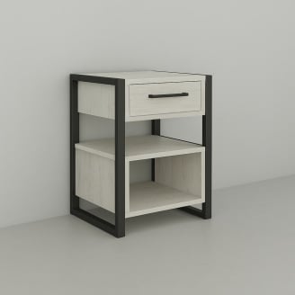 Тумба для прихожей Tobi Sho Степь ЛТ-8 в стиле Лофт с ящиком, 460х350х600 мм Дуб крафт белый