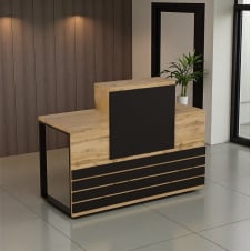 Стійка адміністратора Tobi Sho Ресепшн/5 центральна для офісу, салону, 1600х636х1090 Дуб аппалачі/Чорний