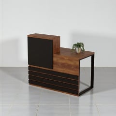 Стійка адміністратора Tobi Sho Ресепшн/5 правостороння для офісу, салону, 1200х636х1090 Фаєрвуд/Чорний Київ