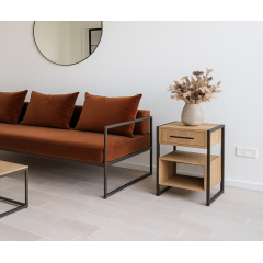 Тумба для передпокою Tobi Sho Степ ЛТ-8 у стилі Лофт з шухлядою, 460х350х600 мм Дуб аппалачі Камінь-Каширський