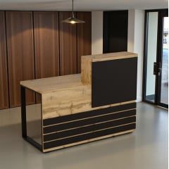 Стійка адміністратора Tobi Sho Ресепшн/5 лівостороння для офісу, салону, 1400х636х1090 Дуб аппалачі/Чорний Київ