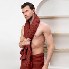 Полотенце вафельное COSAS Ruby Greek Waffle 50x70 см Бордовый Лозовая