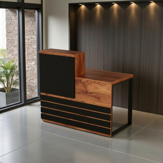 Стійка адміністратора Tobi Sho Ресепшн/5 правостороння для офісу, салону, 1200х636х1090 Фаєрвуд/Чорний