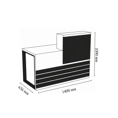 Стійка адміністратора Tobi Sho Ресепшн/5 лівостороння для офісу, салону, 1400х636х1090 Фаєрвуд/Чорний Київ