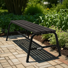 Лавка садовая Tobi Sho Классик без спинки для дачи, парка ПВХ профиль, 1503х450х650 мм Графитово-черный Київ