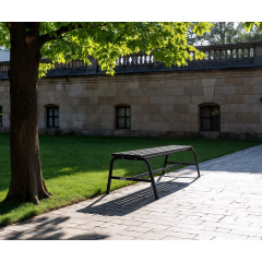 Лавка садовая Tobi Sho Классик без спинки для дачи, парка ПВХ профиль, 1503х450х650 мм Графитово-черный Київ