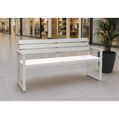 Скамейка садовая Tobi Sho Модерн Люкс ПВХ профиль для дачи, парка, ОСББ, 1614х838х545 мм Белый Київ