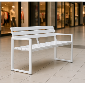 Лавка садова Tobi Sho Модерн Люкс ПВХ профіль для дачі, парку, ОСББ, 1614х838х545 мм Білий
