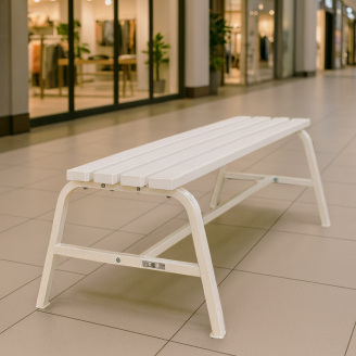 Лавка садовая Tobi Sho Классик без спинки для дачи, парка ПВХ профиль, 1503х450х650 мм Белый