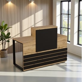 Стійка адміністратора Tobi Sho Ресепшн/5 центральна для офісу, салону, 1400х636х1090 Дуб аппалачі/Чорний