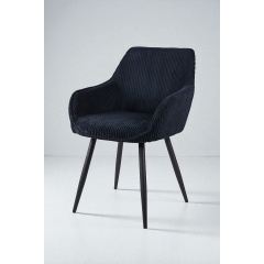 Стілець обідній зі спинкою Лінн М-240 з підлокітниками, для їдальні, кухні, кафе, салону, вельвет Чорний/чорний, 850х580х580 мм Київ