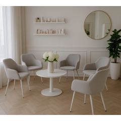 Стілець обідній з підлокітниками та спинкоюТерра М-220, для кухні, їдальні, мохер Устричний/білий, 830х550х580 мм Київ