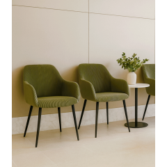 Стілець обідній зі спинкою Лінн М-240 з підлокітниками, для їдальні, кухні, кафе, салону, вельвет Ігуана/чорний, 850х580х580 мм Київ