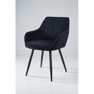 Стілець обідній зі спинкою Лінн М-240 з підлокітниками, для їдальні, кухні, кафе, салону, вельвет Чорний/чорний, 850х580х580 мм