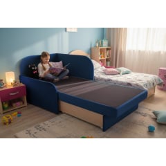 Крісло-ліжко дитяче Tobi Sho Діксі м'яке розкладне лівостороннє велюр Fiore Navy, 950х750х700 мм Київ