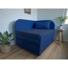Крісло-ліжко дитяче Tobi Sho Діксі м'яке розкладне правостороннє велюр Fiore Navy, 950х750х700 мм Київ