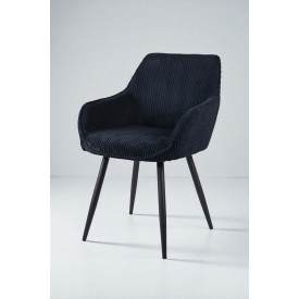 Стілець обідній зі спинкою Лінн М-240 з підлокітниками, для їдальні, кухні, кафе, салону, вельвет Чорний/чорний, 850х580х580 мм