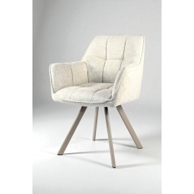 Стілець обідній з підлокітниками та спинкою Осло М-235, для кухні, їдальні, фактурна тканина Папірус/капучино, 850х600х610 мм