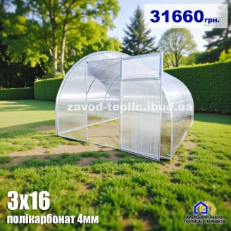 Теплиця з полікарбонатом 4 мм Слов`яночка 3х16