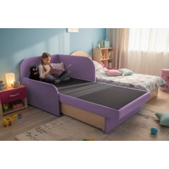 Крісло-ліжко дитяче Tobi Sho Діксі м'яке розкладне лівостороннє велюр Fiore Grape, 950х750х700 мм Київ