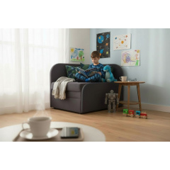 Крісло-ліжко дитяче Tobi Sho Діксі м'яке розкладне правостороннє велюр Fiore Grafit, 950х750х700 мм Київ