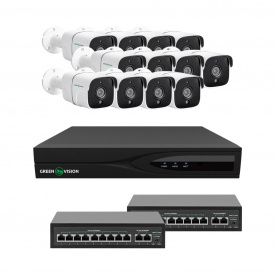 Комплект відеоспостереження на 12 камер GreenVision GV-IP-K-W89/12 5Mp (LP29586)