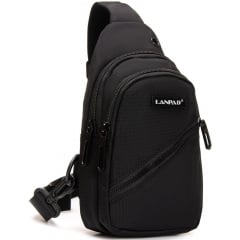 Сумка-слінг чоловіча LANPAD 82085 24x13x7 см Чорний (2513989484) Петрове
