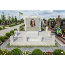 Меморіальний комплекс для жінки "Скала" білий мармуровий пісковик