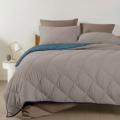 Покривало стьобане двостороннє COSAS TAUPE STONE CS4 180x220 см Бежжево-блакитний Київ