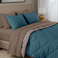 Покривало стьобане двостороннє COSAS TAUPE STONE CS6 150x220 см Бежево-блакитний Київ