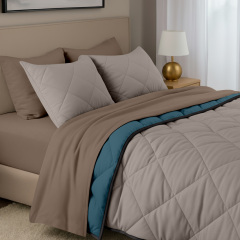 Покривало стьобане двостороннє COSAS TAUPE STONE CS10 210x240 см Бежево-блакитний Київ