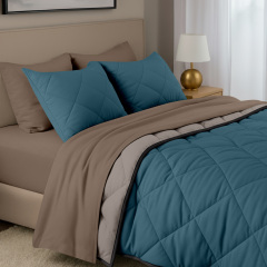 Покривало стьобане двостороннє COSAS TAUPE STONE CS10 210x240 см Бежево-блакитний Київ