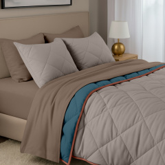 Покривало стьобане двостороннє COSAS TAUPE STONE CS7 200x230 см Бежево-блакитний Київ