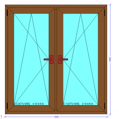 Вікно пластикове 1300x1400 мм монтажна ширина 70 мм профіль WDS Ekipazh Ultra 70 колір Золотий Дуб (двостороння ламінація) Київ