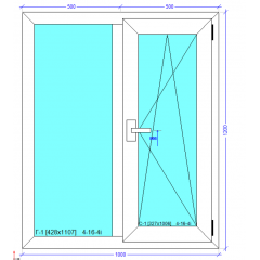 Вікно 1000x1200 мм монтажна ширина 60 мм профіль WDS Ekipazh Ultra 60 однокамерний склопакет 24 мм зовнішня ламінація в кольорі горіх Київ