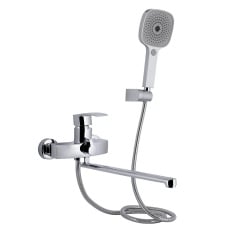 Змішувач для ванни Qtap Swan Eco з довгим виливом з душовим гарнітуром хром (QTSWA2601CRM45533) Киев