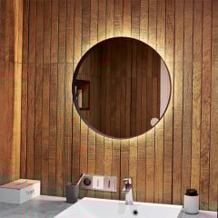 Дзеркало Global Glass ML-2 в чорній рамі, 600х600, з жовтим підсвічуванням Київ