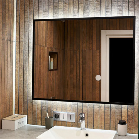 Дзеркало Global Glass ML-1 в чорній рамі, 1000х800, з білим підсвічуванням