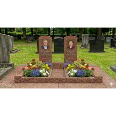 Подвійний пам'ятник із червоного граніту з майданчиком Ясногородка