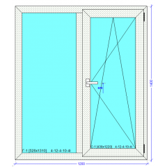 Вікно 1200*1400 з теплого алюмінієвого профілю Alumil S77 Кременець