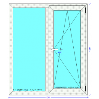 Вікно 1200*1400 з теплого алюмінієвого профілю Alumil S77