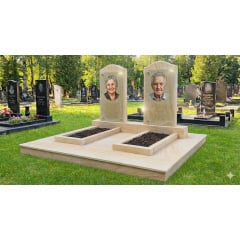 Подвійний пам'ятник зі світлого піщаника з майданчиком і цоколем Бородянка