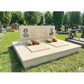 Елітний подвійний пам'ятник із великим майданчиком білий камінь