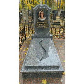 Одинарний пам'ятник із фігурною стелою сірий граніт