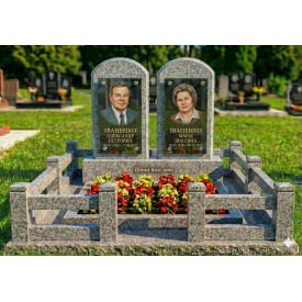 Комплекс пам'ятник граніт сірий подвійний