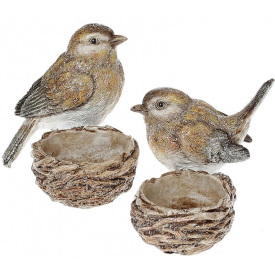 Набор подсвечников Птички в гнездышках 10.5см 2 шт BonaDi