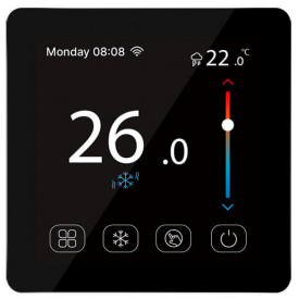 Кімнатний сенсорний термостат з WiFi управлінням Tervix Pro Line WiFi TouchScreen Thermostat чорний (114150)