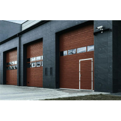 Промислові гаражні ворота Gant Plus Pro - панель Широка лінія, розмір 2400x2000 мм., колір Темний дуб. Ручне управління. Київ