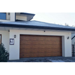 Промислові гаражні ворота Gant Plus Pro - панель Широка лінія, розмір 4300x3000 мм., колір Темний дуб. Ручне управління. Київ