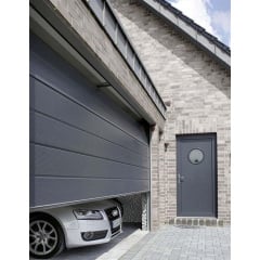 Секційні гаражні ворота Gant PR - панель Широка лінія, розмір 2500x2400 мм., колір Антрацит RAL 7016. Ручне управління. Київ